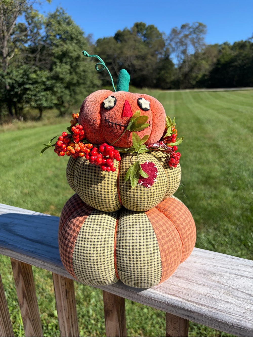 Vintage Pumpkin quilted stacked totem Halloween unique 1997 90’s Cottage